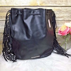 Victoria's Secret Black Vegan Leather Backpack